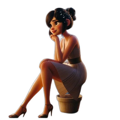 concept art, photorealistic, cartoon, 3d render, young, animated, female, character transparent PNG cut-out