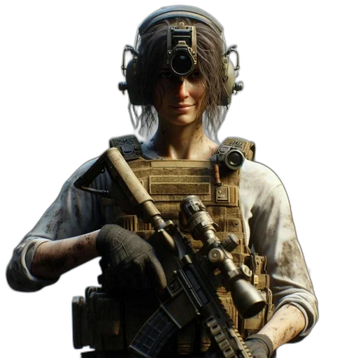 weapon, jacket, staff, face, concept art, 3d render, photorealistic, pixel art transparent PNG cut-out