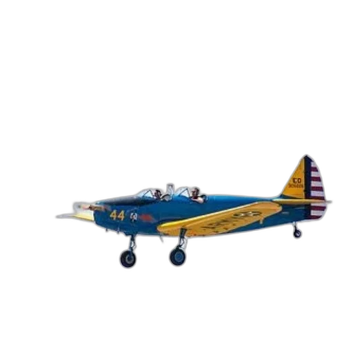 3d render, blue, yellow, airplane, number, side, flying, through transparent PNG cut-out