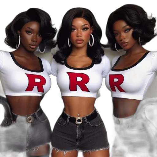 photorealistic, 3d render, concept art, three, women, wear, coordinated, outfits transparent PNG cut-out