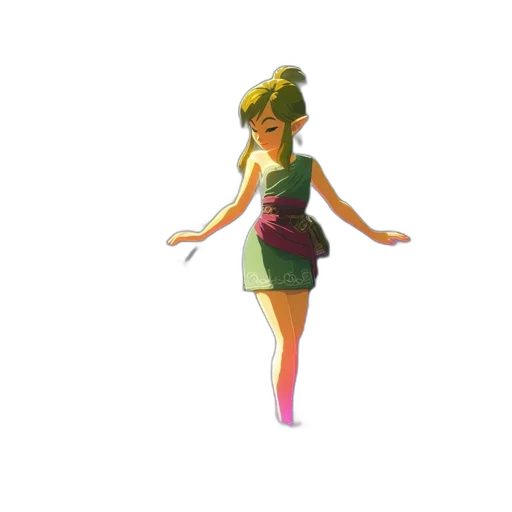 dress, staff, 3d render, concept art, pixel art, fantasy art, green, neon transparent PNG cut-out