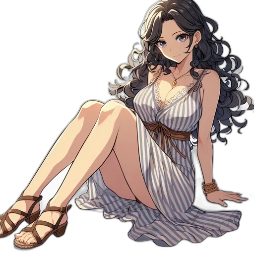 dress, jewelry, staff, anime, pixel art, concept art, fantasy art, earth tones transparent PNG cut-out