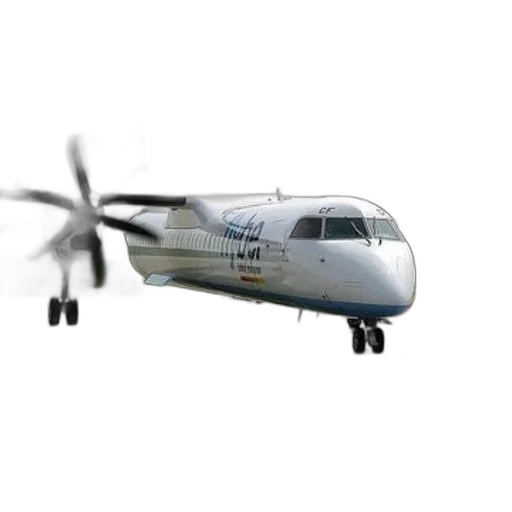 3d render, twin-propeller, airplane, tarmac, word, fly, visible, side transparent PNG cut-out