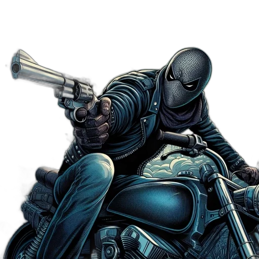 weapon, comic book art, concept art, figure, black, outfit, wearing, metallic transparent PNG cut-out