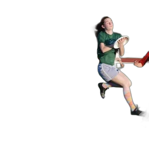 shoes, 3d render, girl, green, shirt, running, frisbee, field transparent PNG cut-out