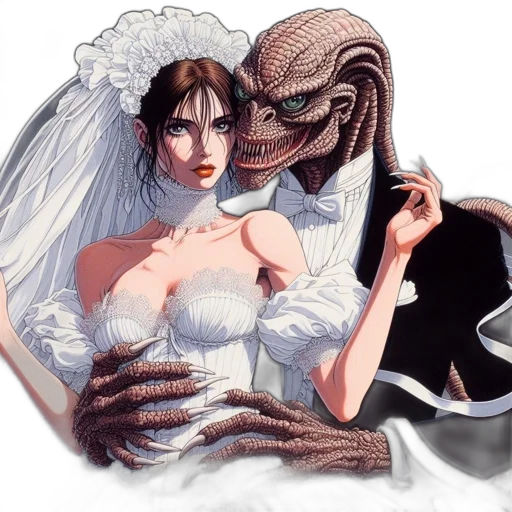 concept art, comic book art, fantasy art, pixel art, outer space, woman, white, bridal transparent PNG cut-out