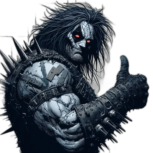 comic book art, concept art, fantasy art, imposing, figure, fiery, red, eye transparent PNG cut-out