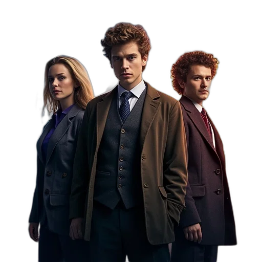 jacket, staff, concept art, trio transparent PNG cut-out
