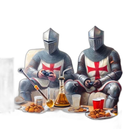 concept art, fantasy art, pixel art, two, armored, knights, reminiscent, medieval transparent PNG cut-out