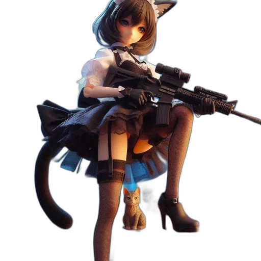 weapon, staff, animal, dress, concept art, anime, fantasy art, pixel art transparent PNG cut-out