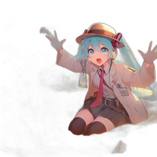 hat, weapon, robot, creature, anime, concept art, 3d render, fantasy art transparent PNG cut-out