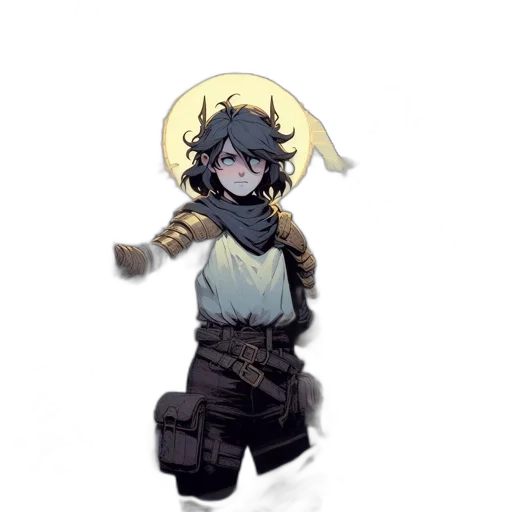 staff, weapon, sword, jacket, pixel art, concept art, anime, fantasy art transparent PNG cut-out
