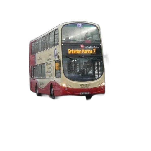 photorealistic, 3d render, concept art, pixel art, red, cream, double-decker, bus transparent PNG cut-out