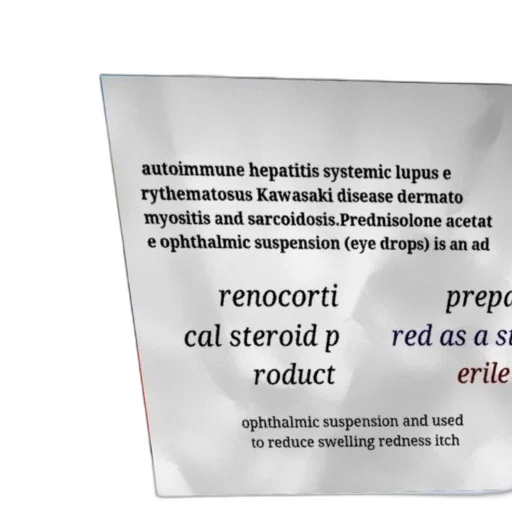 advertisement, prednisolone, acetate, ophthalmic, suspension, sterile, used, reduce transparent PNG cut-out