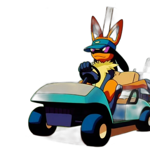 car, concept art, 3d render, cartoon, animation, portrays, fox-like, creature transparent PNG cut-out