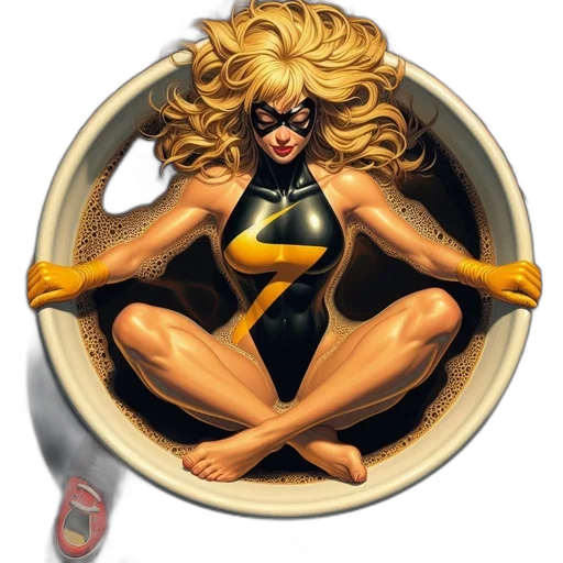 jewelry, comic book art, concept art, animated, character, immersed, coffee, cup transparent PNG cut-out