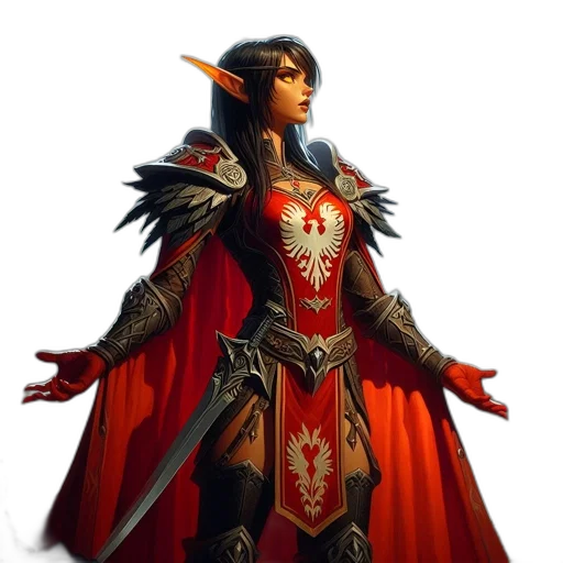 staff, sword, fantasy art, concept art, 3d render, pixel art, red, female transparent PNG cut-out