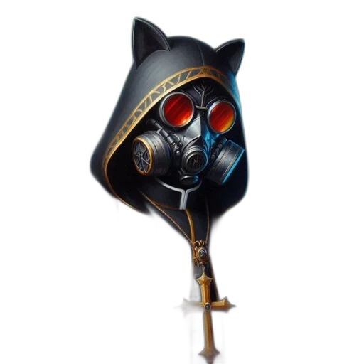 mask, staff, weapon, umbrella, concept art, fantasy art, 3d render, hooded transparent PNG cut-out