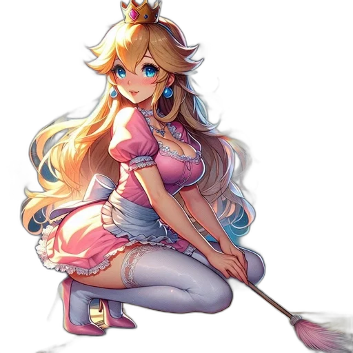 dress, crown, staff, weapon, fantasy art, concept art, anime, pixel art transparent PNG cut-out