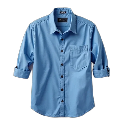 jacket, blue, button-up, shirt, collar, buttoned, cuffs, displayed transparent PNG cut-out
