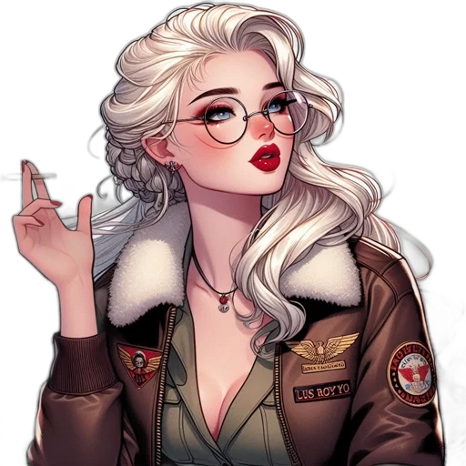 jacket, comic book art, cartoon, pixel art, concept art, older, woman, silver transparent PNG cut-out