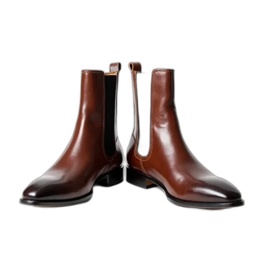 shoes, pair, brown, leather, boots, black, stripe, side transparent PNG cut-out