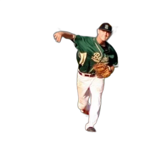 baseball, player, green, jersey, word, bear, pitching, ball transparent PNG cut-out