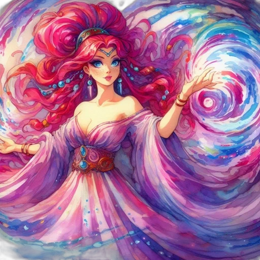 dress, hair, fantasy art, watercolor, concept art, oil painting, underwater, fire transparent PNG cut-out