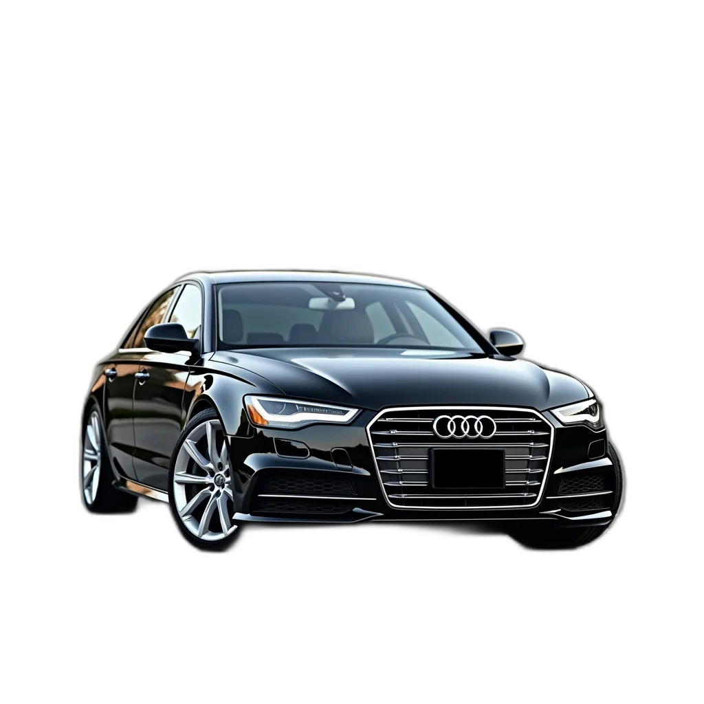 car, photorealistic, 3d render, black, audi, sedan, parked, lot transparent PNG cut-out