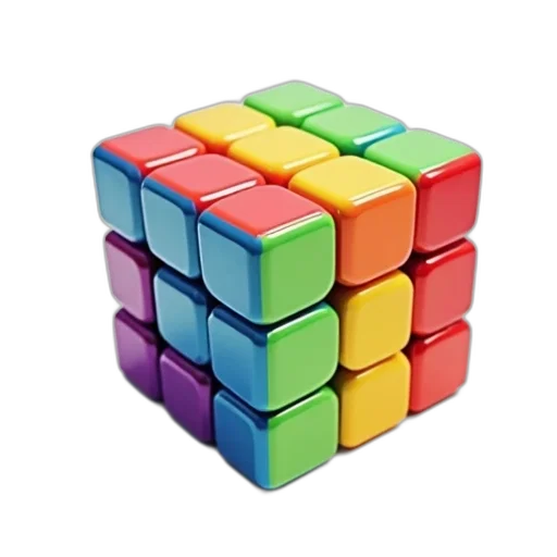 3d render, colorful, neon, rubik, cube, effect, featuring, red transparent PNG cut-out