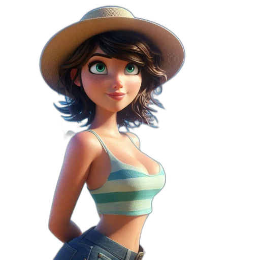 hat, dress, face, staff, concept art, 3d render, cartoon, photorealistic transparent PNG cut-out