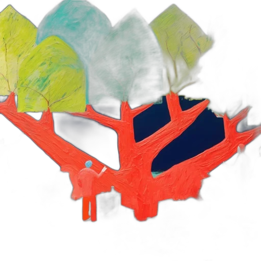 umbrella, mask, tree, concept art, 3d render, watercolor, photorealistic, forest transparent PNG cut-out