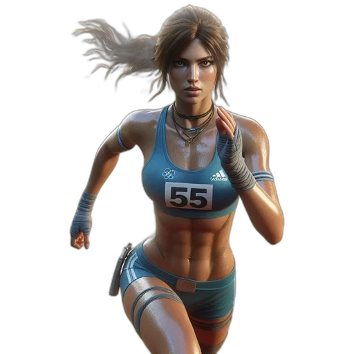 concept art, 3d render, fantasy art, cyberpunk, pastel, earth tones, athletic, woman transparent PNG cut-out