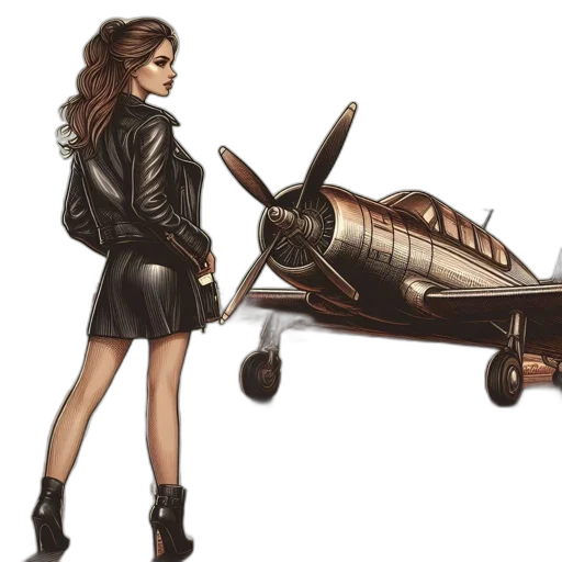 jacket, concept art, cartoon, comic book art, photorealistic, woman, stands, runway transparent PNG cut-out
