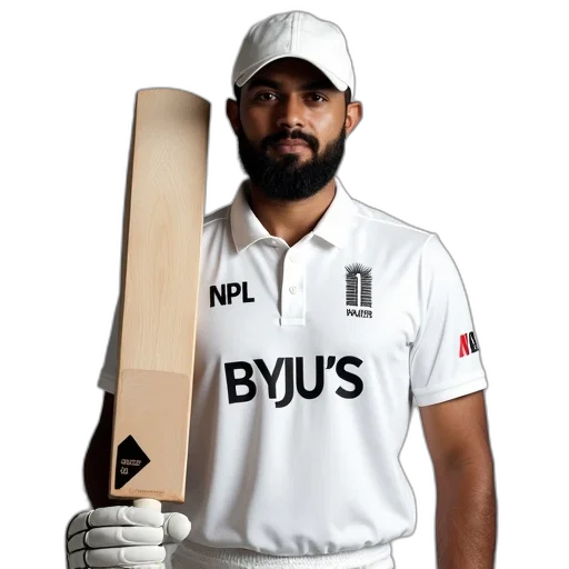 man, wearing, white, cricket, uniform, logo, byju, front transparent PNG cut-out