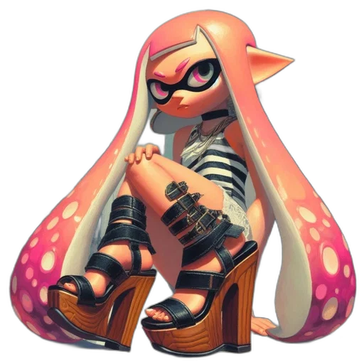 dress, shoes, weapon, mask, concept art, 3d render, vaporwave, fantasy art transparent PNG cut-out