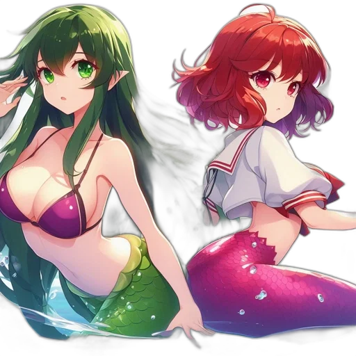 anime, pixel art, fantasy art, concept art, underwater, outer space, beach, green transparent PNG cut-out