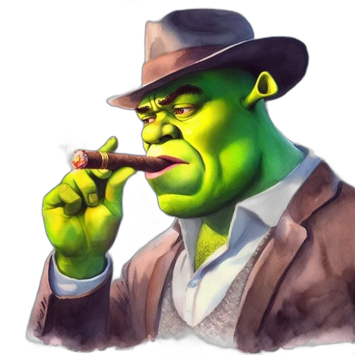 face, staff, concept art, comic book art, photorealistic, 3d render, shrek, animated transparent PNG cut-out