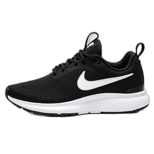 shoes, black, white, sneaker, sole, upper, featuring, swoosh transparent PNG cut-out