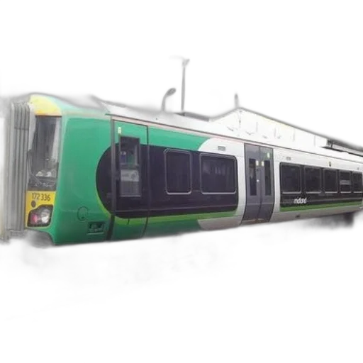 3d render, photorealistic, concept art, green, white, train, number, 172 transparent PNG cut-out