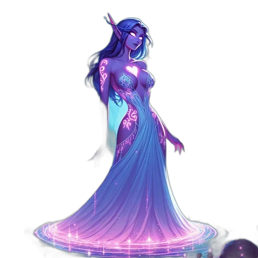 dress, fantasy art, concept art, pixel art, vaporwave, outer space, underwater, blue transparent PNG cut-out