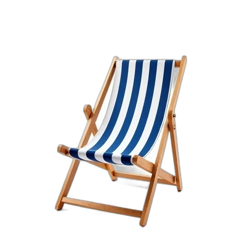 furniture, beach, white, blue, striped, chair, wooden, legs transparent PNG cut-out