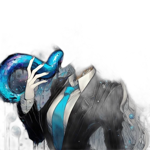 mask, staff, creature, robot, concept art, fantasy art, anime, cyberpunk transparent PNG cut-out