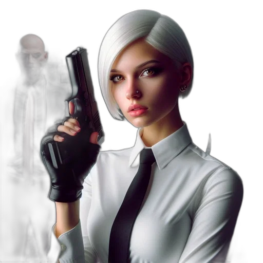 weapon, concept art, comic book art, photorealistic, 3d render, elegant, woman, white transparent PNG cut-out