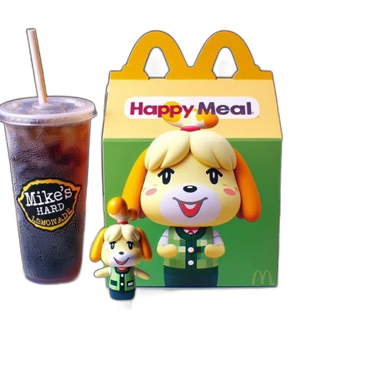 food, animal, 3d render, photorealistic, concept art, mcdonald, happy, meal transparent PNG cut-out