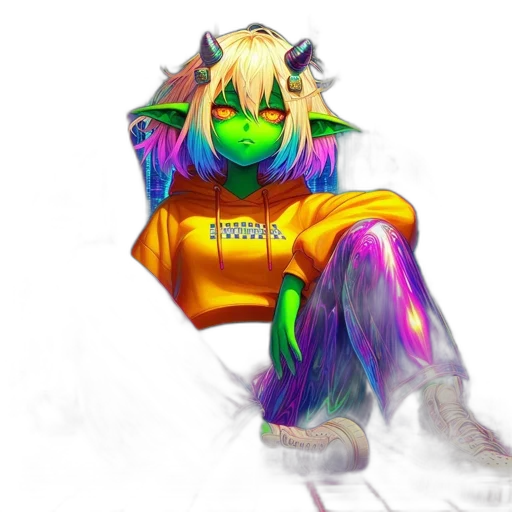 dragon, mask, jacket, hair, concept art, fantasy art, 3d render, vaporwave transparent PNG cut-out