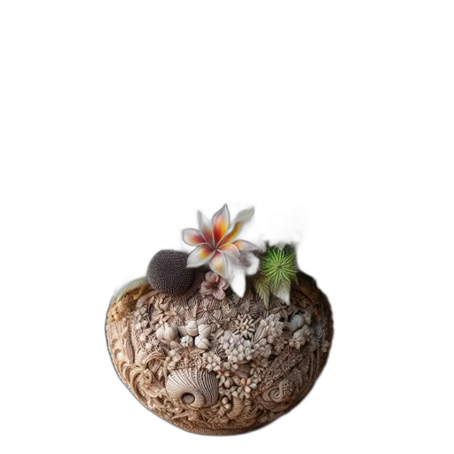 flower, food, crown, jewelry, 3d render, photorealistic, concept art, elaborate transparent PNG cut-out