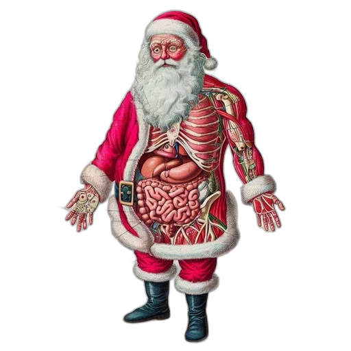 creature, food, image, showcases, anatomical, illustration, santa, claus transparent PNG cut-out