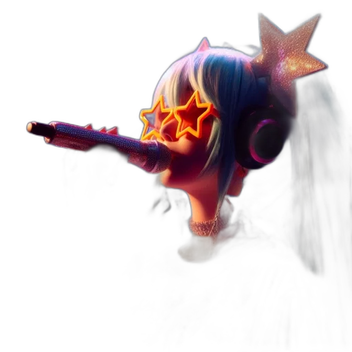 staff, weapon, crown, mask, concept art, anime, 3d render, vaporwave transparent PNG cut-out