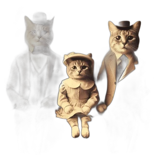 staff, 3d render, concept art, pixel art, photorealistic, three, anthropomorphic, cats transparent PNG cut-out